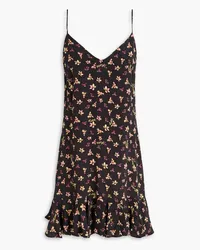 ROTATE Birger Christensen Slip Dress inMinilänge aus Jacquard mit Blumenprint Schwarz