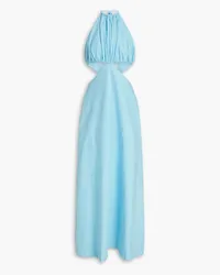 BONDI BORN Mahina Neckholder-Maxikleid aus Baumwollpopeline mit Cut-outs Blau