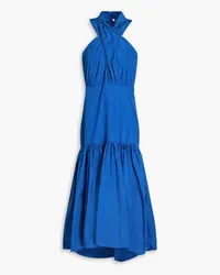 Veronica Beard Dadley Midikleid aus Taft mit Raffung Blau