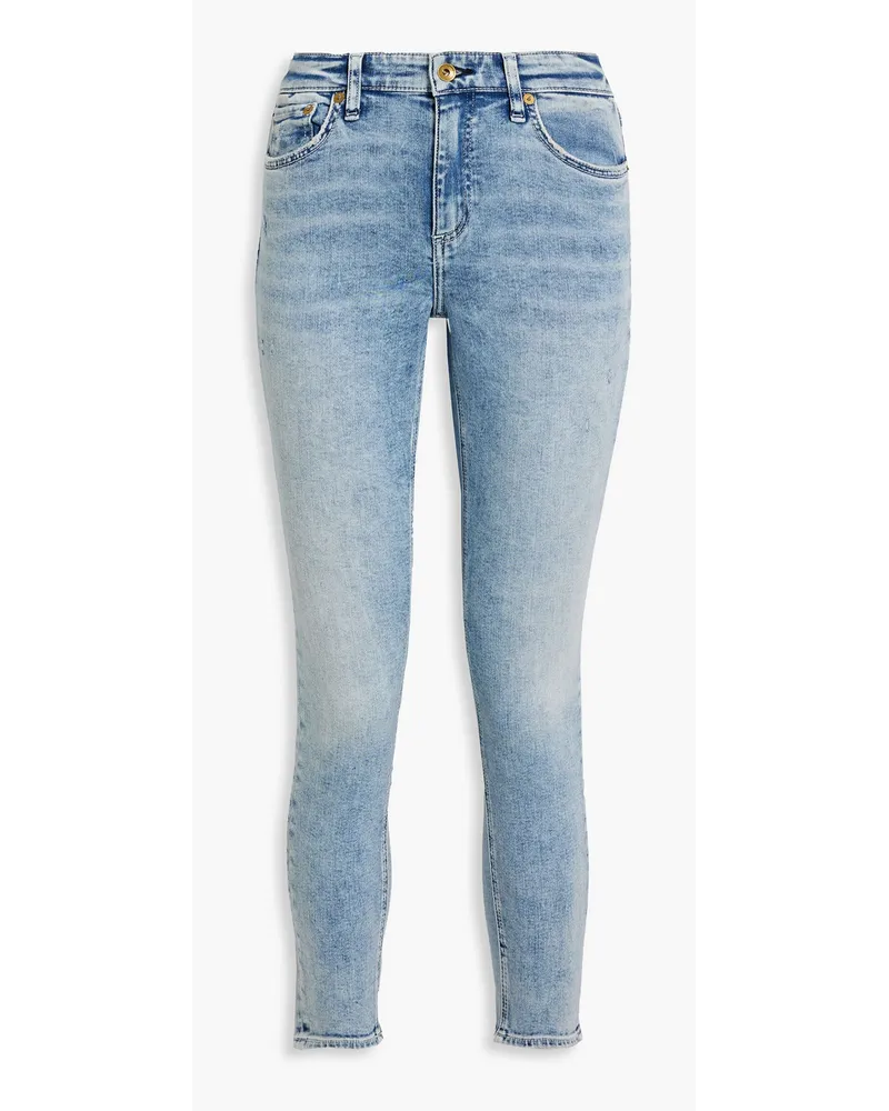 Rag & Bone Cate halbhohe Cropped Skinny Jeans inDistressed-Optik Blau