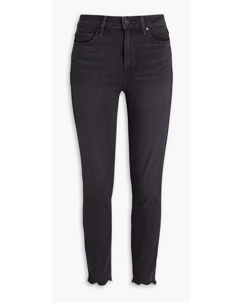 Paige Smokey hoch sitzende Skinny Jeans mit Fransen Grau