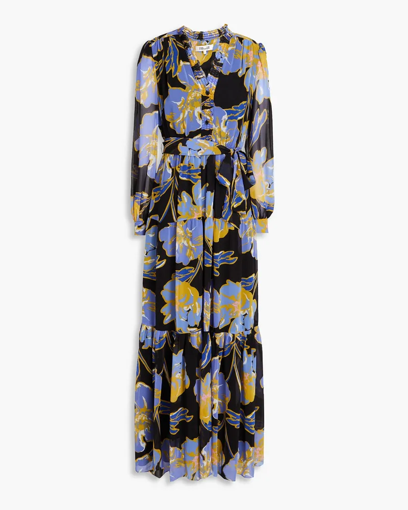 Diane von Furstenberg Olenna Maxikleid Aus Georgette Mit Floralem Print Blau