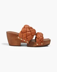 Zimmermann Plateau-Clogs aus geflochtenem Leder Braun