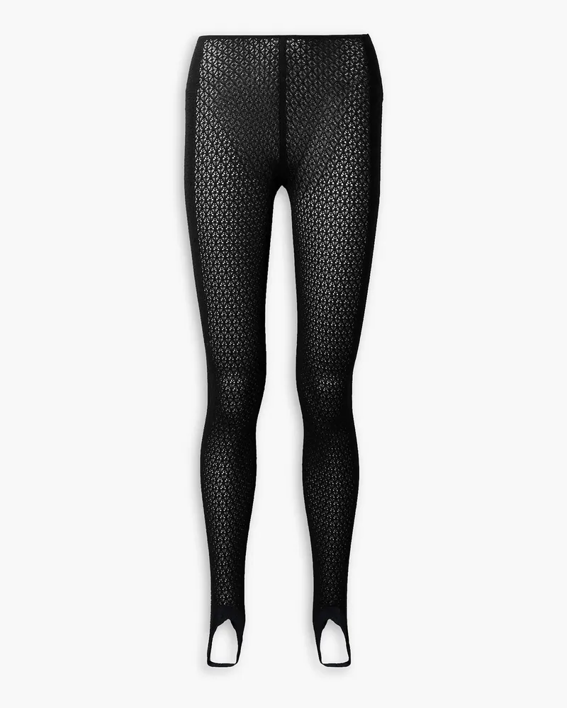 KHAITE Nepala Leggings aus Häkelstrick mit Steg Schwarz