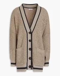 Brunello Cucinelli Cardigan aus einer Woll-Kaschmirmischung mit Zierperlen Neutral