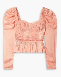 Ulla Johnson Mia Bluse aus plissiertem Satin Pink