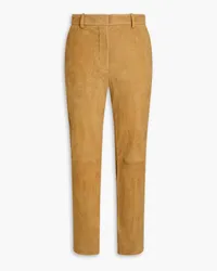 Joseph Coleman Cropped Hose mit schmalem Bein aus Stretch-Veloursleder Braun