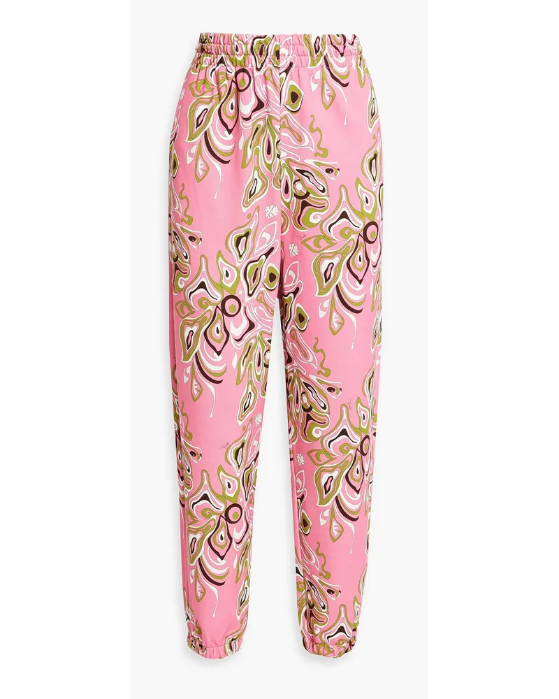 Emilio Pucci Track Pants aus Baumwollfrottee mit Print Pink