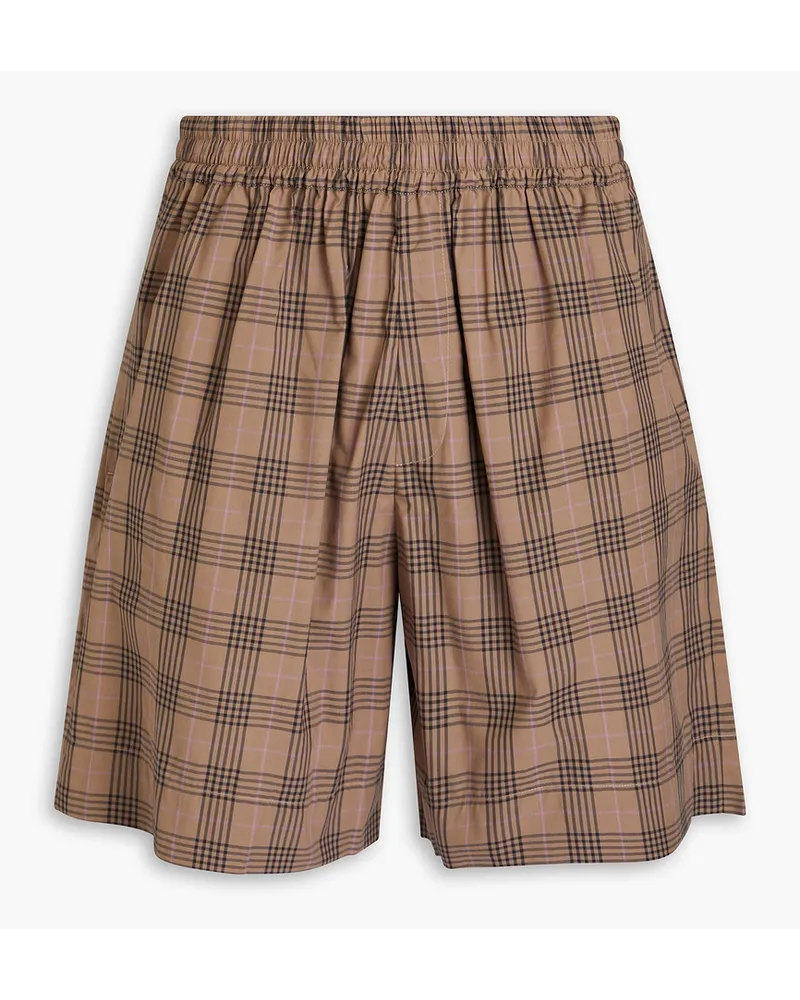 Studio Nicholson Karierte Shorts aus Baumwolle Braun