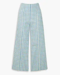 EMILIA WICKSTEAD Daffine Jeans mit weitem Bein und Gingham-Karo Blau