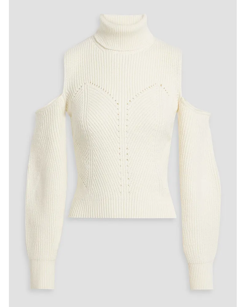 Derek Lam Rollkragenpullover aus einer gerippten Baumwollmischung mit Cut-outs Weiß