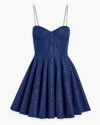 Alice + Olivia Alice OliviaAdara plissiertes Minikleid aus Moiré Blau