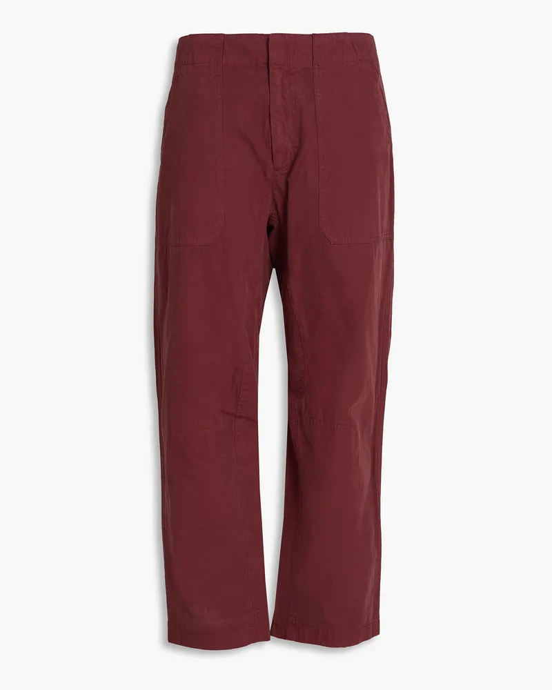 Rag & Bone Leyton Cropped Hose mit geradem Bein aus Baumwolle Burgunderrot