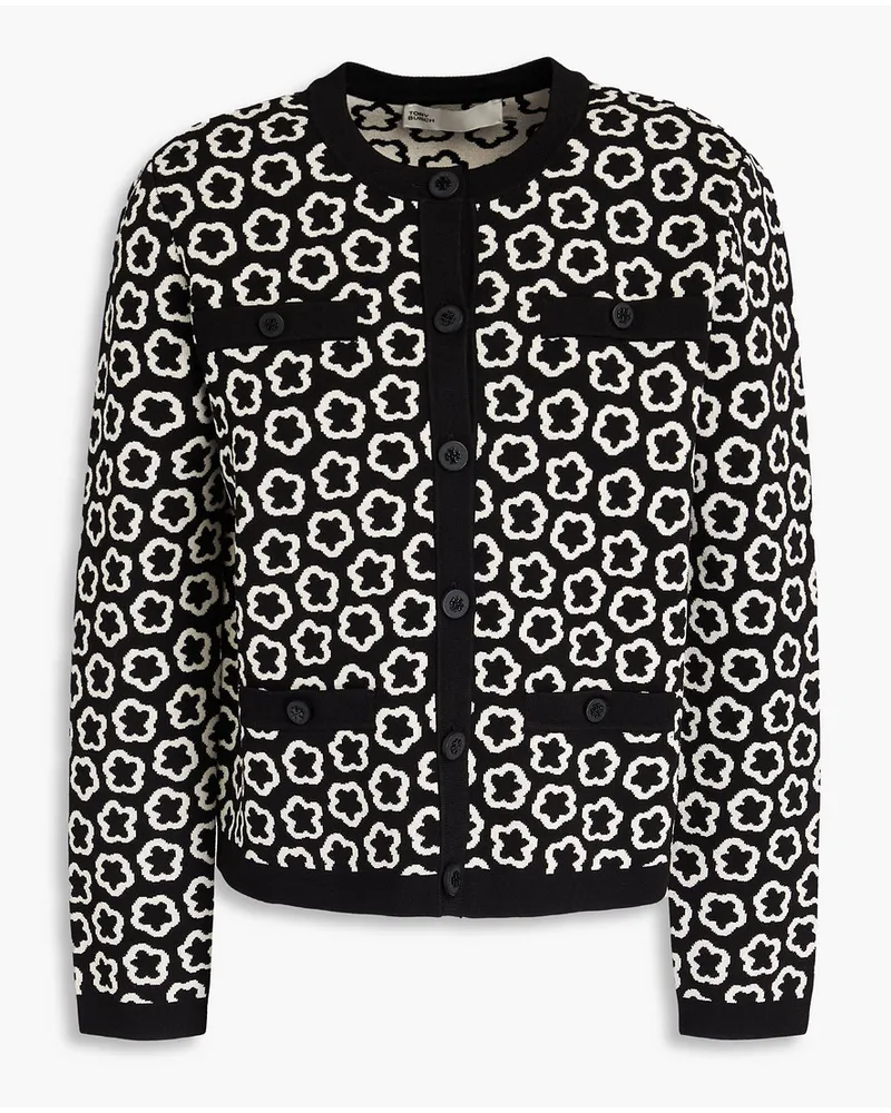 Tory Burch Cardigan aus Jacquard-Strick Schwarz