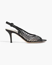 Gianvito Rossi Slingback-Pumps aus Mesh und Leder Schwarz