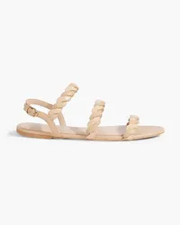 Stuart Weitzman Twistie Slingback-Sandalen aus Glattund Lackleder Neutral