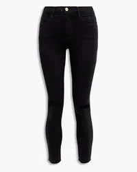 Frame Denim Le High Skinny hoch sitzende Cropped Skinny Jeans inDistressed-Optik Schwarz