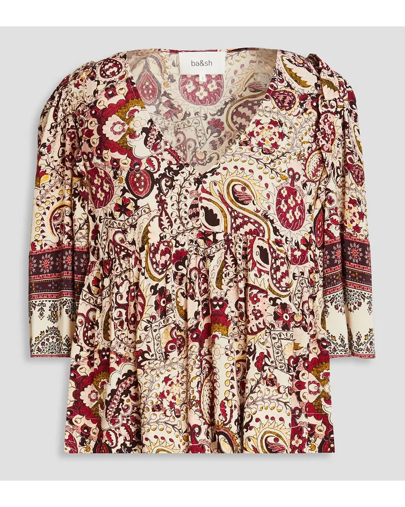 ba&sh Zarry Bluse aus Crêpe mit Paisley-Print Weiß