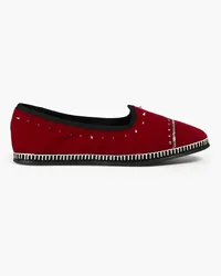 Giuseppe Zanotti Venezian Loafers aus Samt mit Nieten Rot