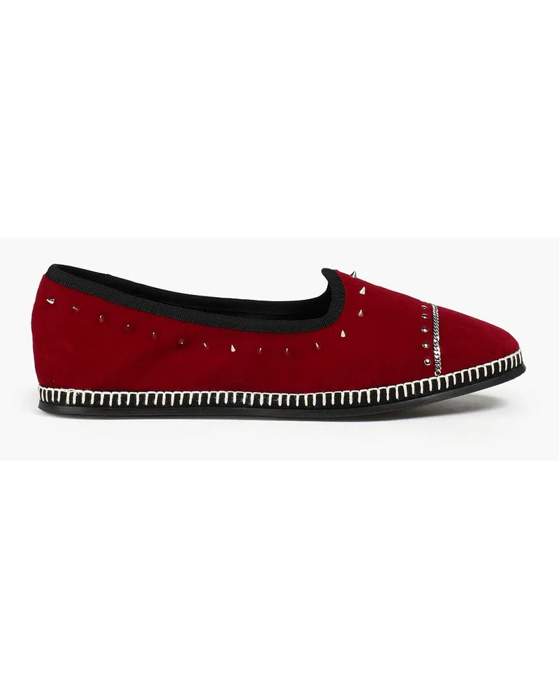 Giuseppe Zanotti Venezian Loafers aus Samt mit Nieten Rot