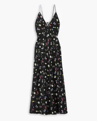 Stella McCartney Maxikleid aus Seide mit Blumenprint Schwarz