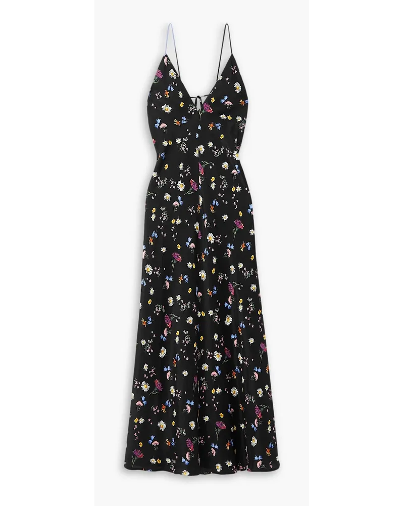 Stella McCartney Maxikleid aus Seide mit Blumenprint Schwarz