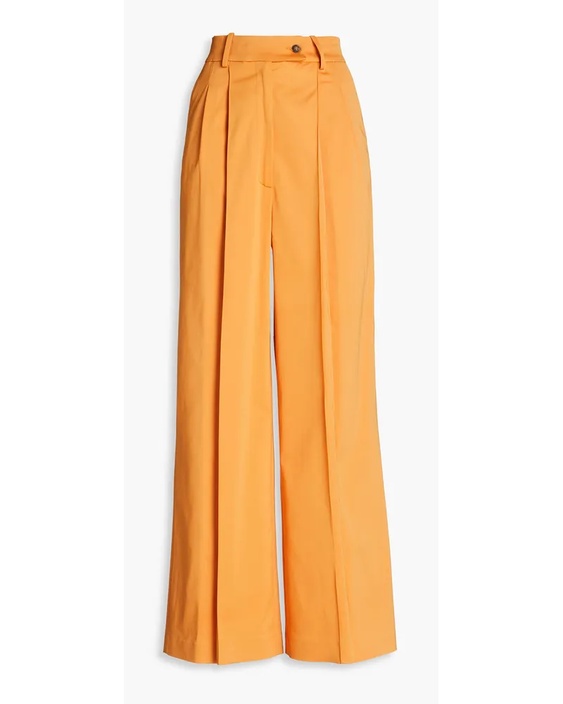 Loulou Studio Lehen Hose mit weitem Bein aus Satin mit Falten Orange