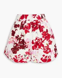 Aje. Unlace Shorts aus einer Leinenmischung mit floralem Print Burgunderrot