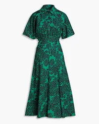 Philosophy Di Lorenzo Serafini Hemdkleid inMidilänge aus Baumwollpopeline mit floralem Print Grün