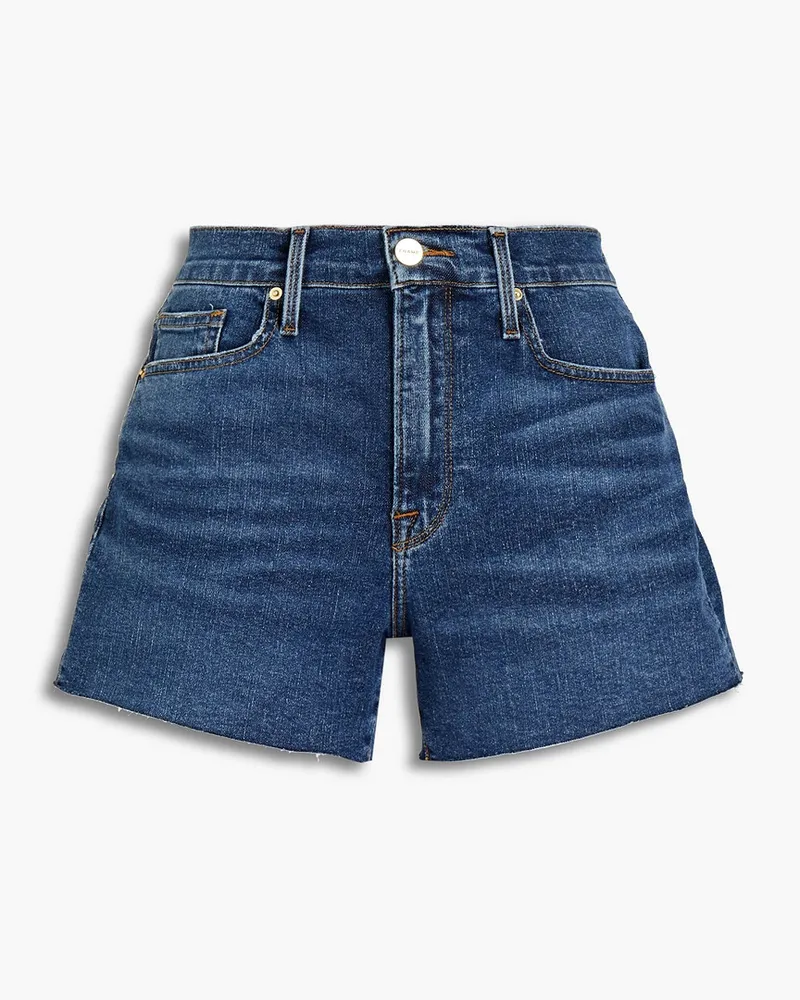 Frame Denim Le Brigette Jeansshorts mit Fransen Blau