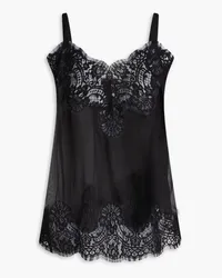 Dolce & Gabbana Top aus Voile aus einer Seidenmischung mit Spitzenbesatz Schwarz