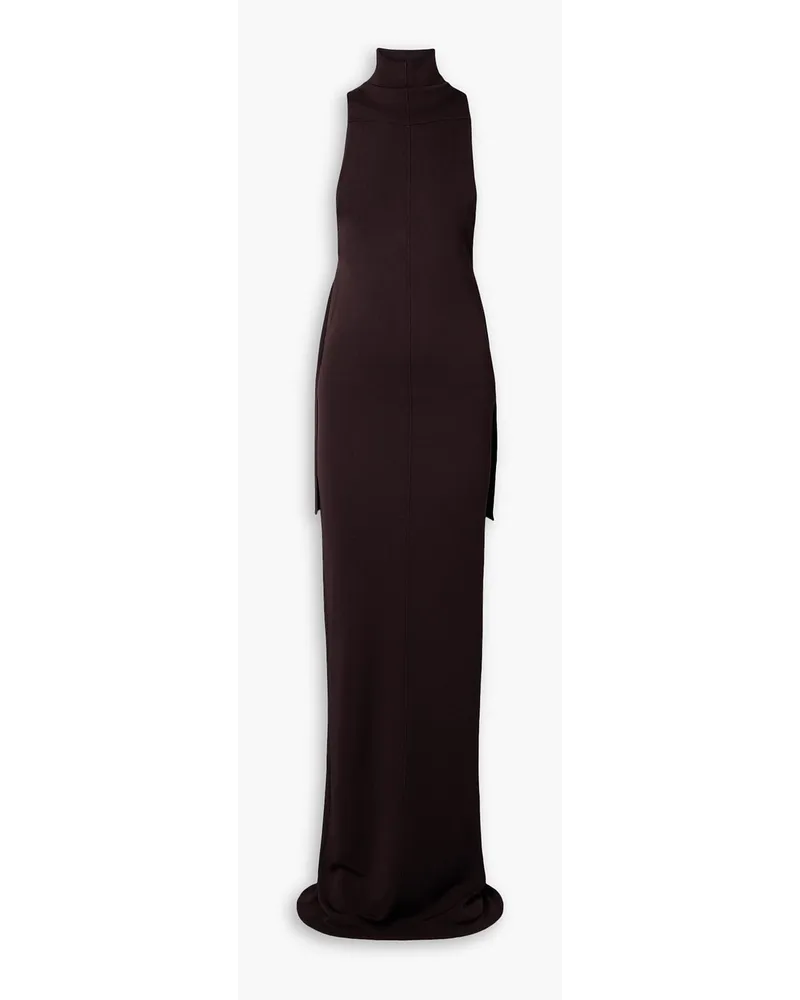 Proenza Schouler Drapiertes Maxikleid aus Stretch-Strick mit Stehkragen und Cut-outs Braun