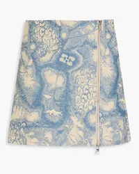 Ganni Minirock aus Jacquard aus einer Baumwollmischung Blau