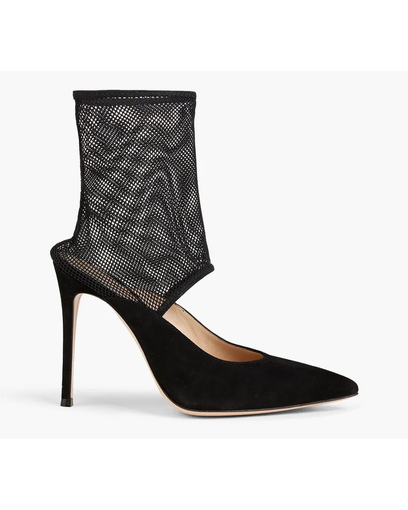 Gianvito Rossi Anisia mesh-paneled suede pumps Schwarz