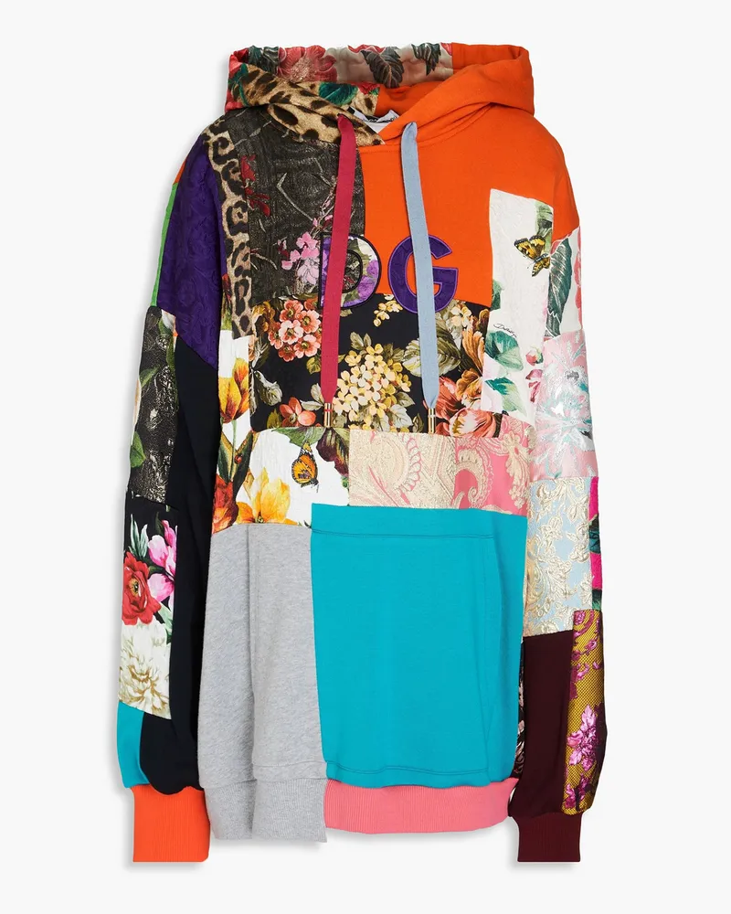 Dolce & Gabbana Hoodie aus Brokat mit floralem Print und Metallic-Effekt Bunt