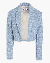 ROTATE Birger Christensen Cropped Blazer aus Tweed aus einer Baumwollmischung Blau