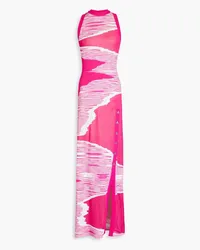 Missoni Maxi-Strickkleid inSpace-Dye-Optik mit Zierknöpfen Pink