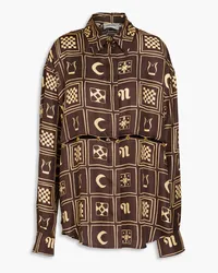 Nanushka Printed silk-twill shirt Braun