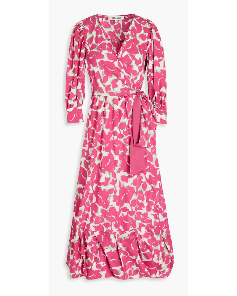 Diane von Furstenberg Roxanna Midi-Wickelkleid aus Popeline aus einer Baumwollmischung mit floralem Print Pink