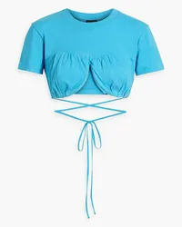 Jacquemus Baci Cropped T-Shirt aus Baumwoll-Jersey mit Bügel Blau