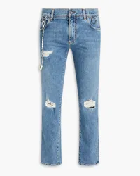 Dolce & Gabbana Skinny Jeans aus Denim inDistressed-Optik mit Verzierung Blau