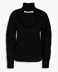 IRO Rollkragenpullover aus Rippstrick mit Cut-outs Schwarz