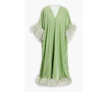 The Ghosteen feather-trimmed velvet gown