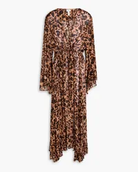 Evarae Arna Kaftan aus Georgette mit Leopardenprint und Rüschen Animal-print