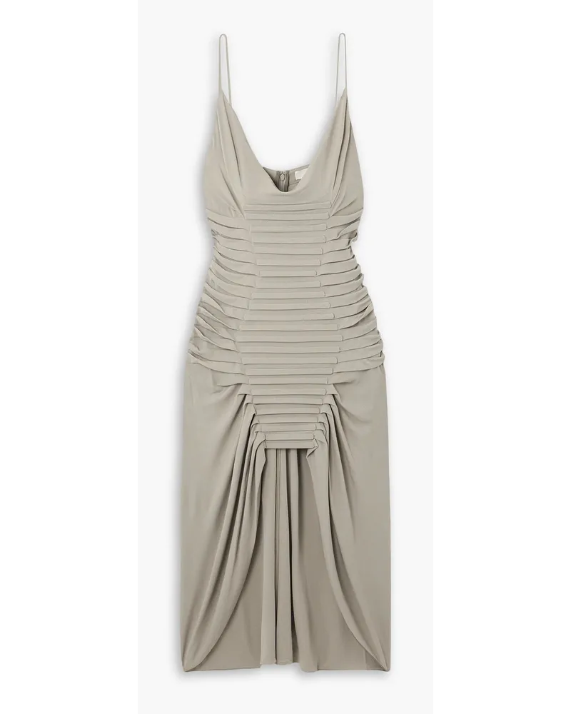 Dion Lee Ventral asymmetrisches Kleid aus Jersey mit Biesen und Falten Grau