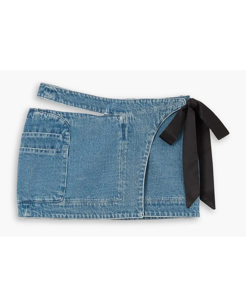 CORMIO Victoria Mini-Wickelrock aus Denim mit Cut-out und Schleife Blau