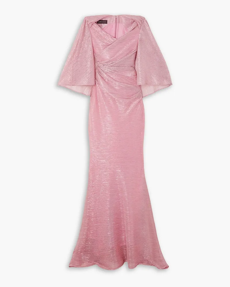 Talbot Runhof Robe aus Metallic-Voile mit Cape-Effekt Pink