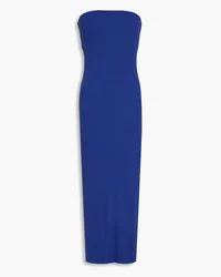 Enza Costa Trägerlos Midikleid aus geripptem Jersey Blau