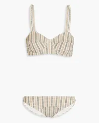 Lisa Marie Fernandez Goldwyn gestreifter Bikini aus Stretch-Seersucker Neutral