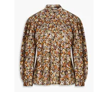 Gerafftes Hemd aus Baumwolle mit floralem Print